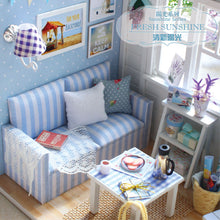DIY Miniature Blue Wisdom House Bedroom Dollhouse