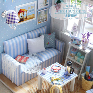 DIY Miniature Blue Wisdom House Bedroom Dollhouse