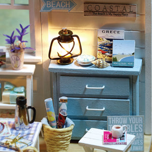 DIY Miniature Blue Wisdom House Bedroom Dollhouse
