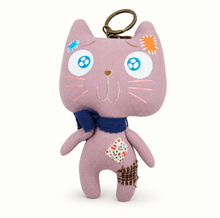 Patchwork Kitty – Handmade Plush Bag Charm & Keychain 🐱