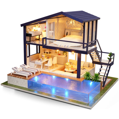 DIY Miniature House with Infinity Pool Set