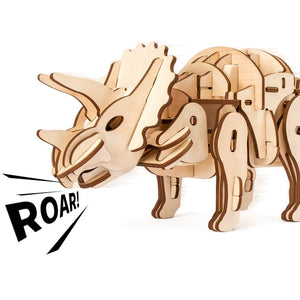 Wooden DIY Robotic Dinosaurs - Remote Control Triceratops